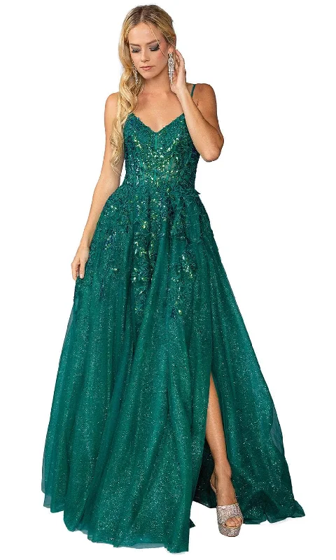 Mega Sale Dancing Queen 4452 - Embroidered V-Neck Prom Gown
