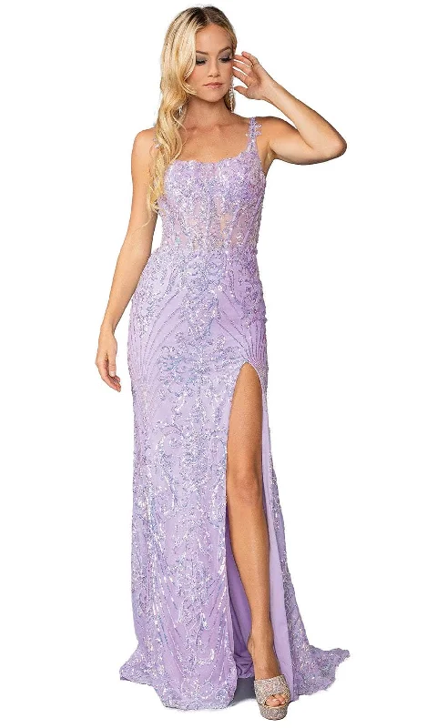 Online Specials Dancing Queen 4461 - Sequined Bandeau Back Prom Gown