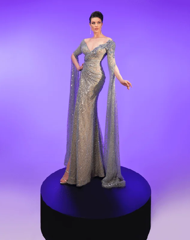 Price Smash MNM Couture 2795 - Dramatic Long Sleeved Gown