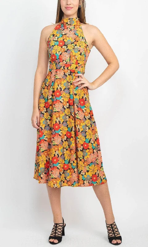 Seasonal Sale Tahari ASL 2NM036 - Floral High Halter Casual Dress
