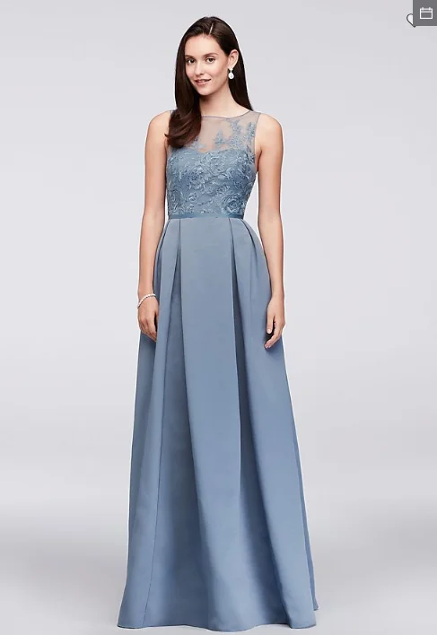 Blowout Sale Other Appliqued Illusion Faille Bridesmaid Dress