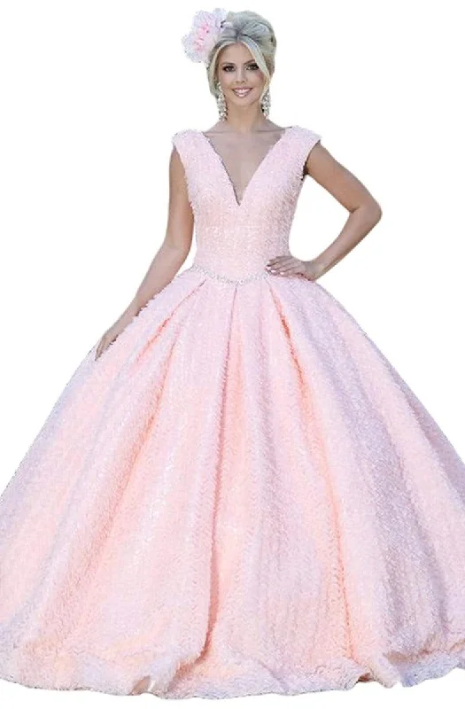 Deal Mania Dancing Queen - 1537 Embellished Deep V-neck Pleated Ballgown