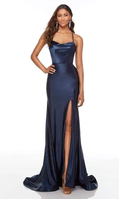 YEAR-End Sale Alyce Paris - 61167 Cowl Neck Satin Long Gown