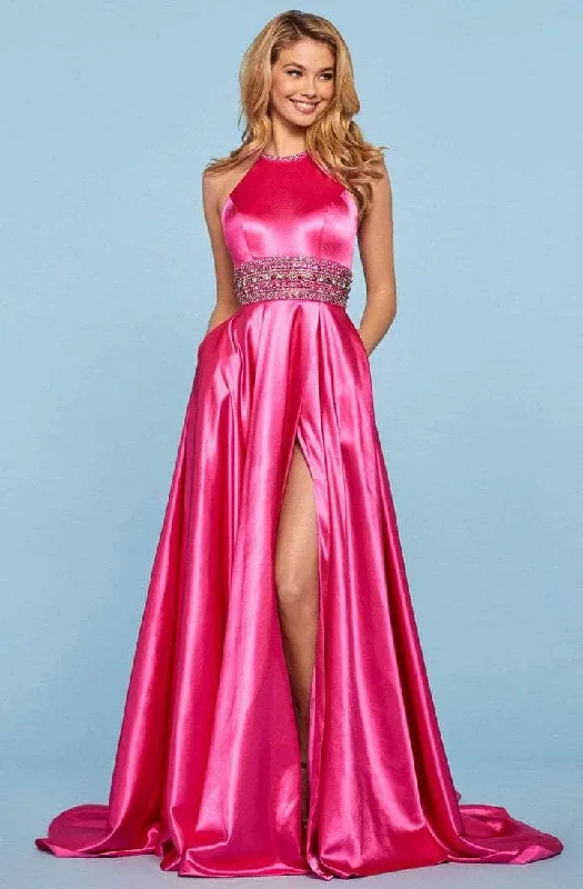 Discount Deals Sherri Hill - 53306 Sleeveless Halter Neck Prom Dress