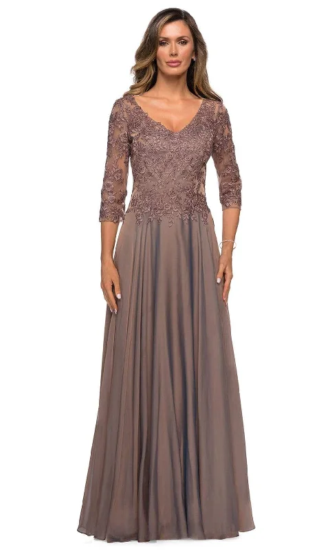 Today’s Special La Femme - 28106 Floral Lace Appliqued Bodice A-Line Gown
