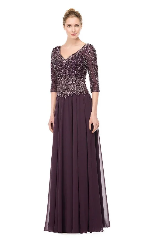 Final Sale Marsoni by Colors - Illusion Lattice Motif Chiffon A-Line Gown M165