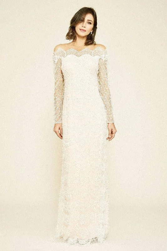 Super Sale Tadashi Shoji - Bogan Long-Sleeve Embroidered Gown