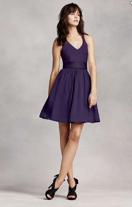Act Now Vera Wang White Short Halter Bridesmaid Dress (VW360261)
