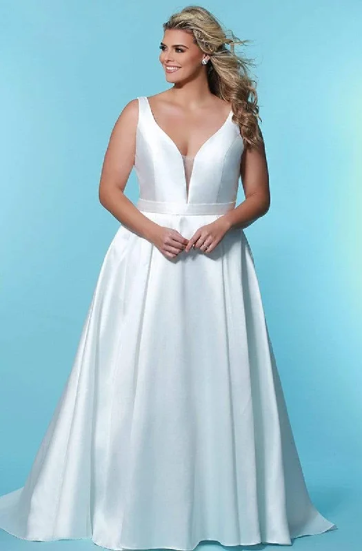 Special Discount Sydney's Closet - SC5229 Plunging Bodice Mikado Bridal Gown
