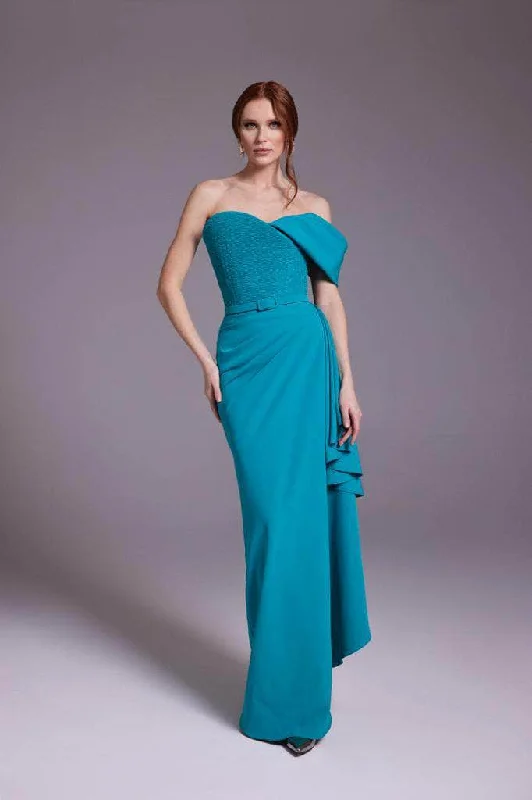 Price Rollback MNM Couture N0537 - One-Shoulder Drape Accent Gown