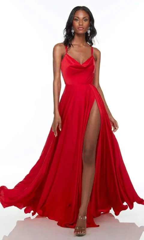 Savings Galore Alyce Paris - 61139 Cow Style High Slit Gown