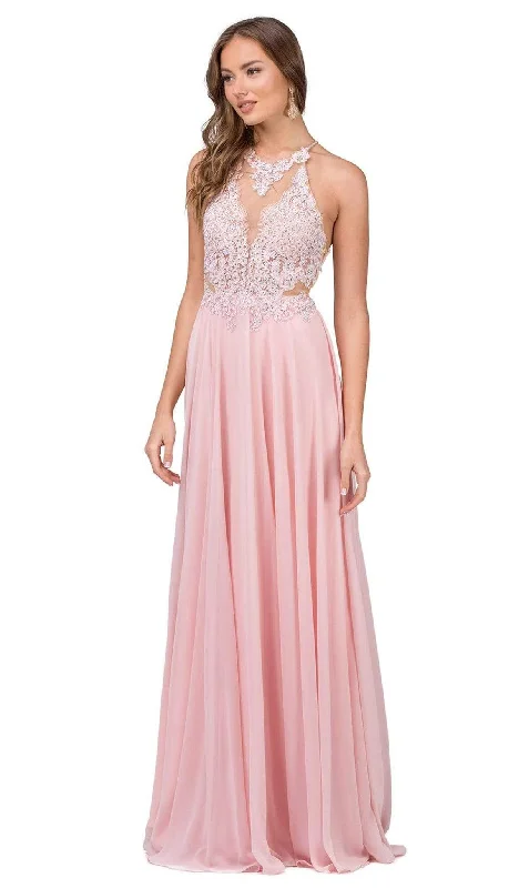 Year-End Sale Dancing Queen - 2015 Lace Embellished Illusion Bodice Chiffon Gown