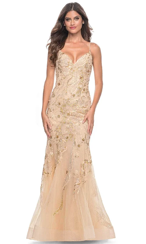 Season Finale Sale La Femme 32333 - Sleeveless Beaded Mermaid Prom Dress