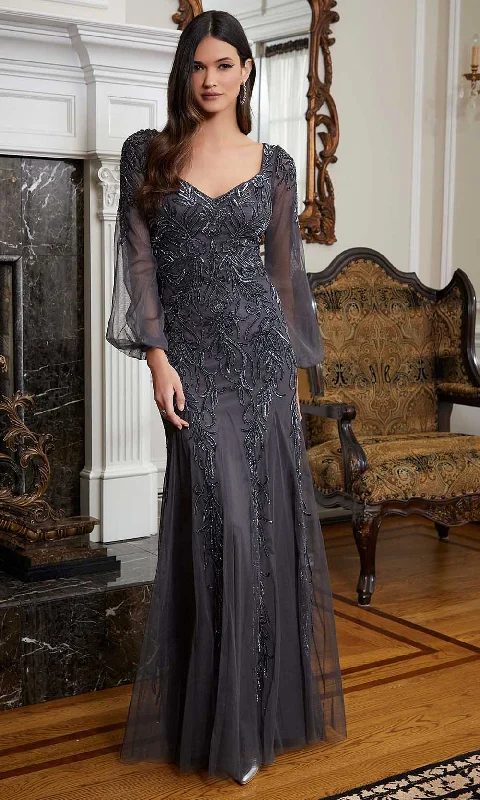 Instant Discount MGNY By Mori Lee 72820 - Bishop Sleeve Beaded Evening Gown