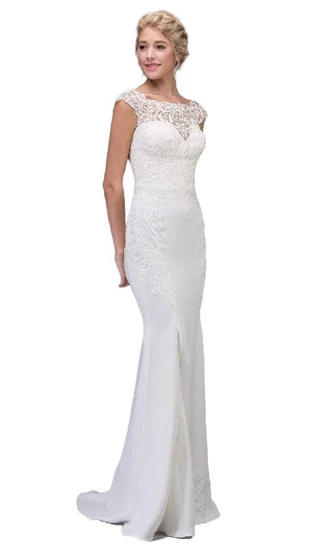 Don't Miss Eureka Fashion Bridal - Lace Illusion Bateau Satin Wedding Dress
