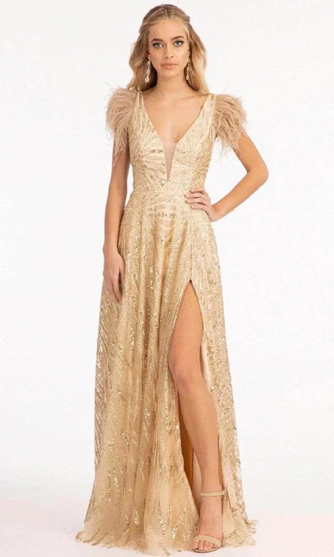 Savings Alert Elizabeth K GL3046 - Feather Sleeves A-Line Dress