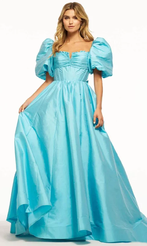Price Meltdown Sherri Hill 55979 - Puff Sleeved Taffeta Ballgown