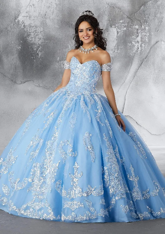 Discount Mania Vizcaya by Mori Lee - 89186 Sequined Motif Tulle Ballgown