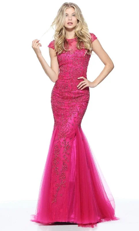 Friends and Family Sale Sherri Hill - 51117 Cap Sleeved Fitted Floral Beaded Dress