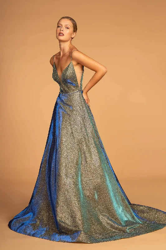Buy Now Elizabeth K Bridal - GL2644 Glitter Crepe Deep V-neck A-line Dress