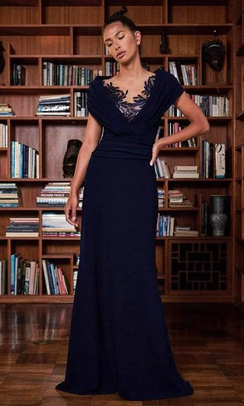 Referral Discount Tadashi Shoji - Illusion Neck Wrap Collar Long Sheath Dress