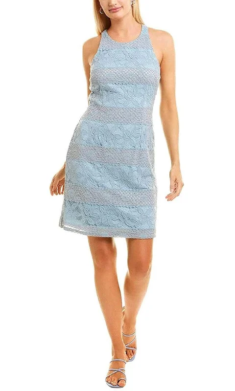 Bargain Bin Adrianna Papell AP1D104164 - Jewel Neck Sleeveless Short Laced Dress