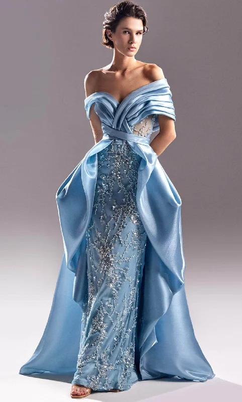 Steals and Deals MNM Couture G1525 - Off-Shoulder Pleated Detail Evening Gown