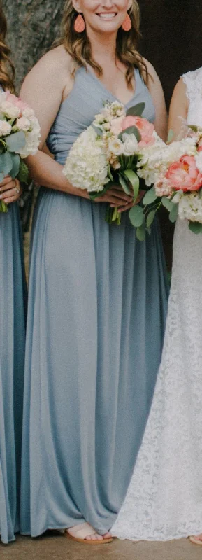 Stock Up and Save David's Bridal MESH LONG DRESS W/CRISSCROSS BACK W10974