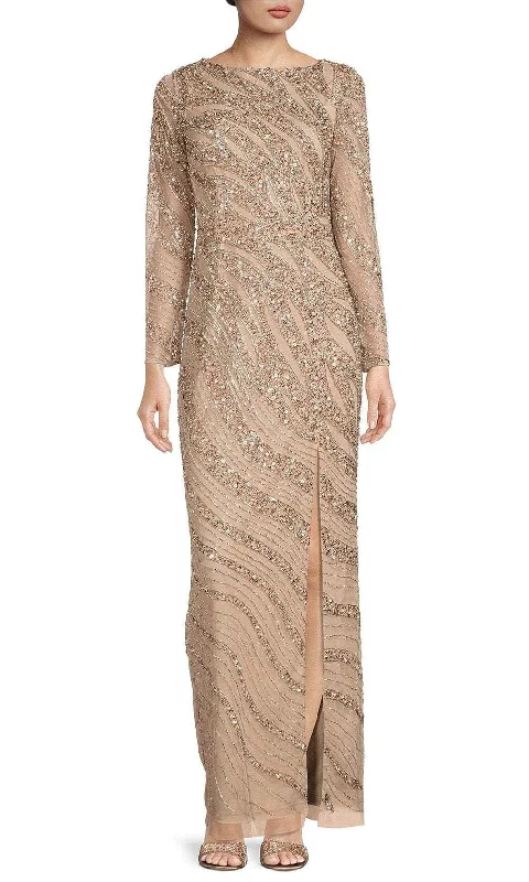 Midnight Madness Aidan Mattox MD1E207721 - Embellished Illusion Slit Gown
