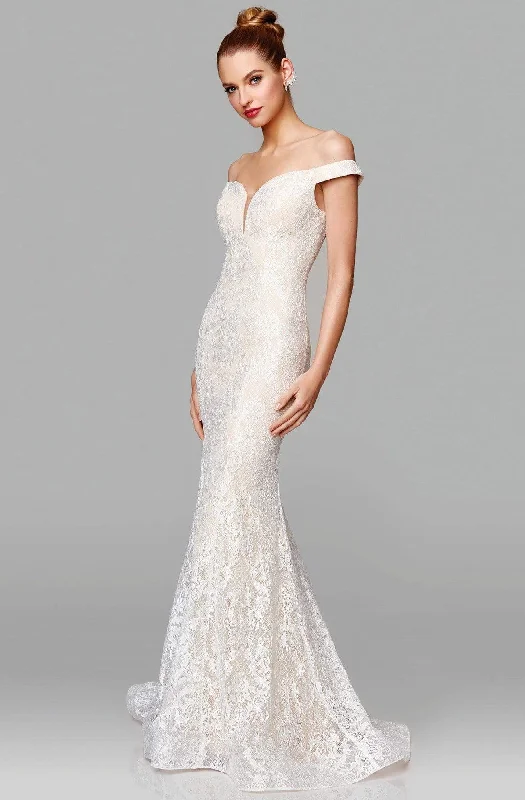 Final Clearance Clarisse - 600109 Lace Deep Off-Shoulder Mermaid Dress