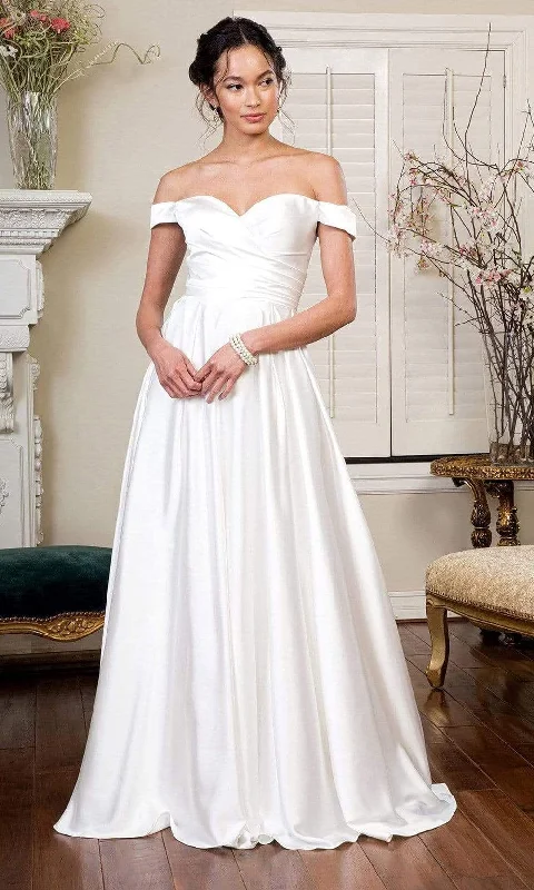 Mega Deal Elizabeth K - GL1908 Off Shoulder Satin Bridal Dress
