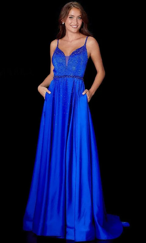 Blowout Sale Amarra 87234 - Jeweled Satin A-Line Prom Dress