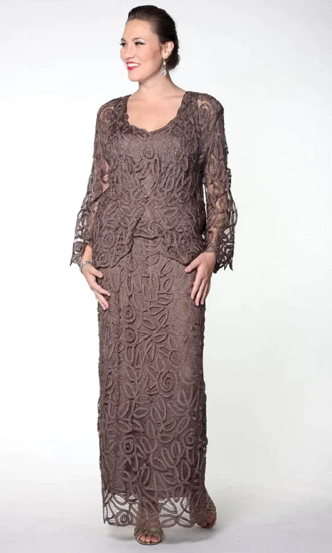 Warehouse Sale Soulmates D7107 - Hand Crochet 3/4 Bell Sleeve Three Piece Evening Gown