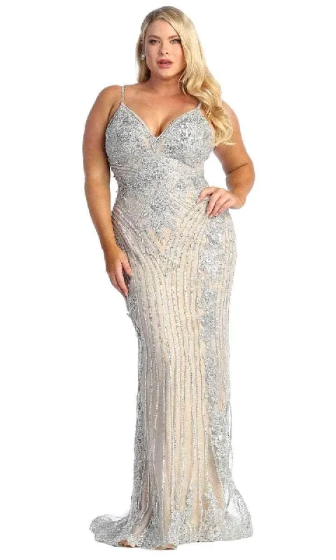 Value Deals May Queen - Beaded V-Neck Evening Gown RQ7946