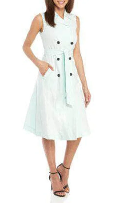 Deal Zone Ellen Tracy ETMS9WD168 - Sleeveless Collared Tea-Length Dress