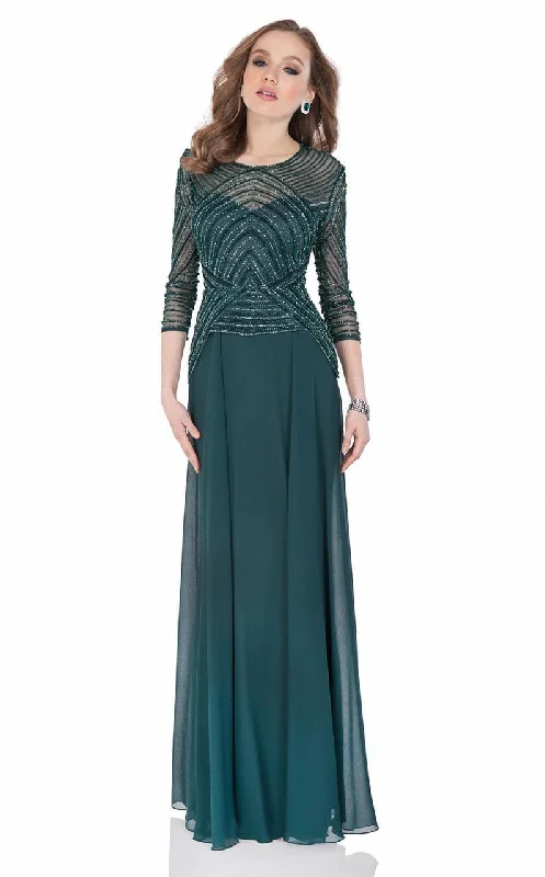Markdowns Terani Couture - Quarter Sleeve Shimmering Long Gown 1623M1860