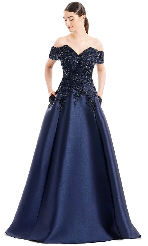 Epic Deals Alexander by Daymor 1668 - Off-Shoulder V-Neck Evening Gown