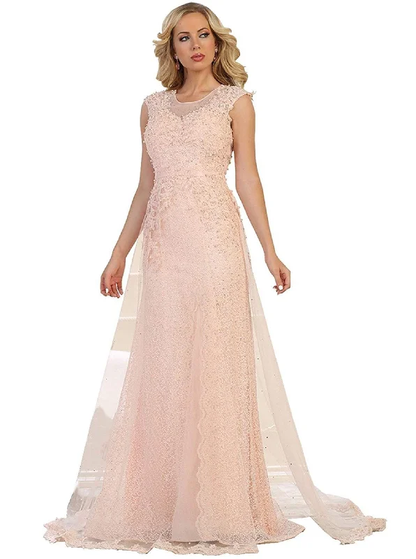 YEAR-End Sale May Queen - RQ7556 Embellished Illusion Jewel Fitted Evening Gown
