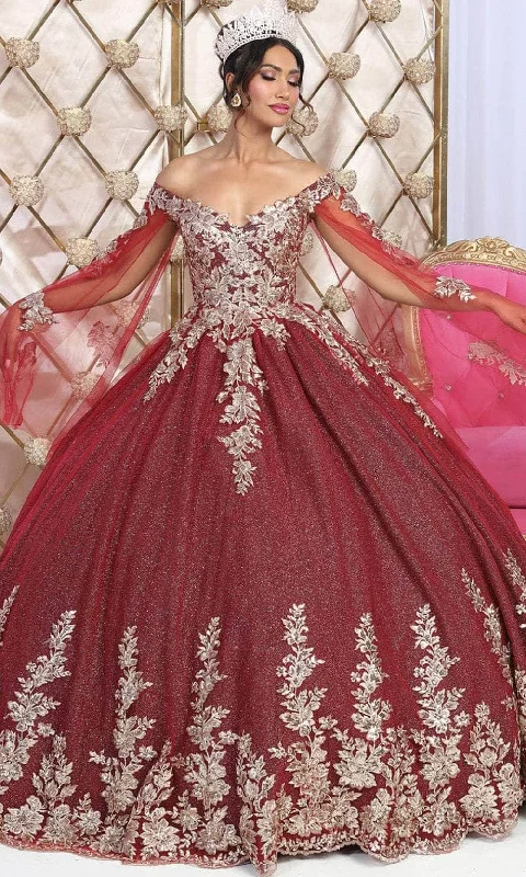Reduced Prices May Queen LK221 - Cape Sleeve Corset Ballgown