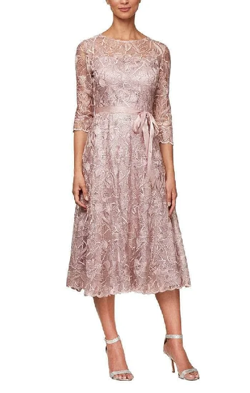 Special Promotion Alex Evenings - Quarter Sleeve Lace Formal Dress 8217835