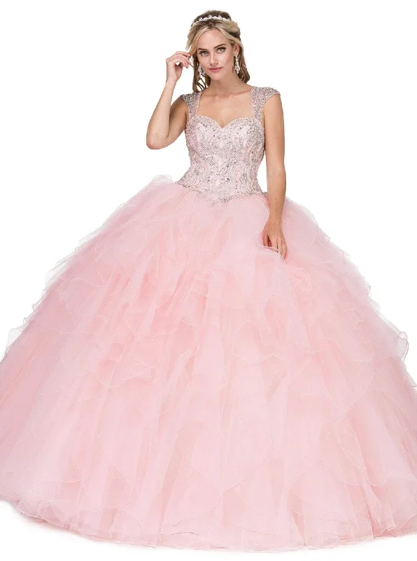 Great Bargains Dancing Queen - 1272 Beaded Sweetheart Ruffled Quinceanera Gown