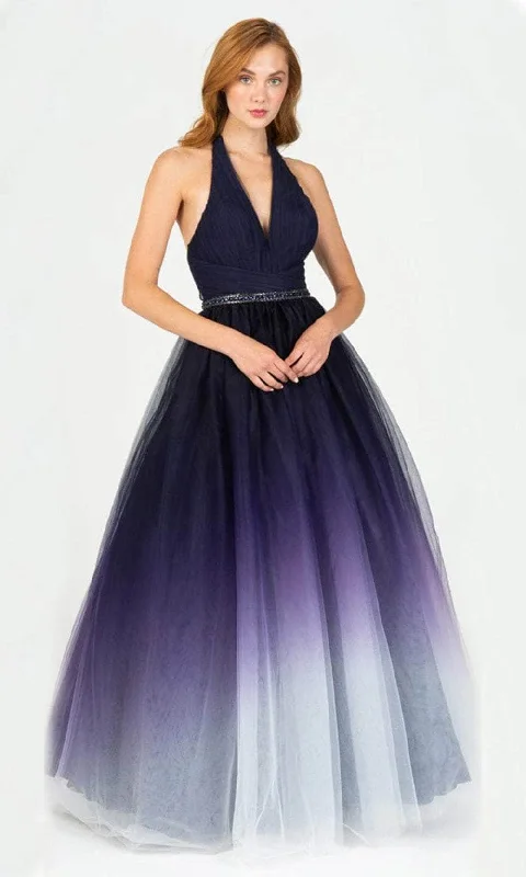 Act Fast Eureka Fashion 8777 - Halter Neck Open Back Ballgown