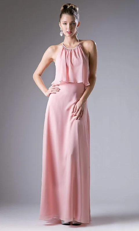 Deal Alert Cinderella Divine - CF130 Flounce Halter Style Chiffon A Line Dress