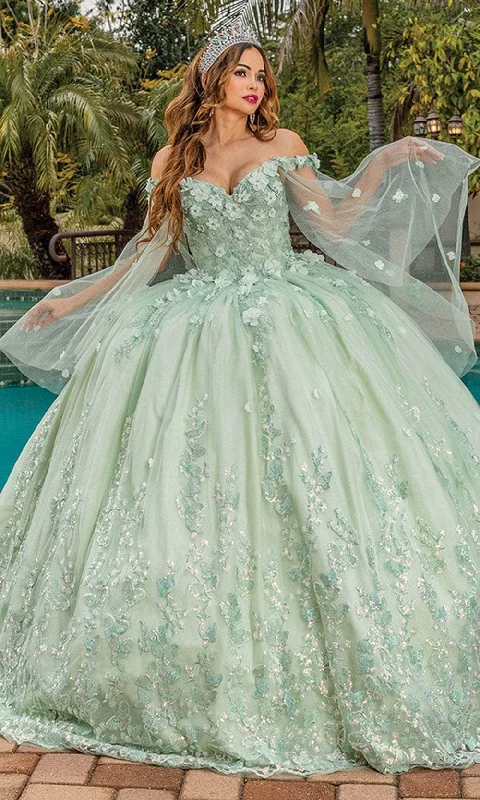 Bonus Savings Dancing Queen 1819 - Illusion Sleeve Floral Ballgown