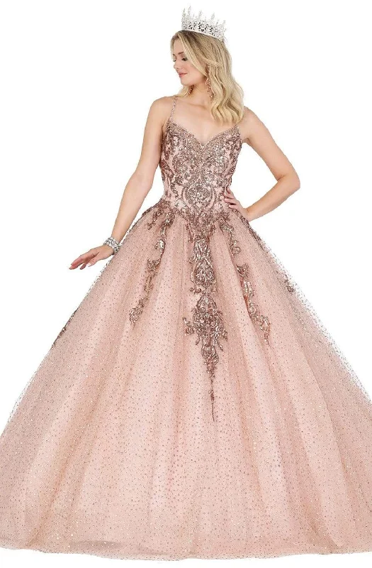 Great Deals Dancing Queen - 1437 Glitter Embellished V-Neck Quinceanera Gown