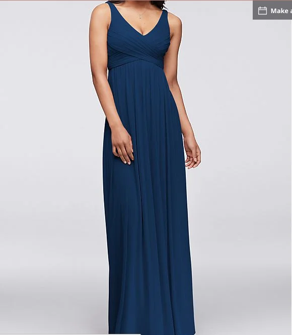 Amazing Deals David's Bridal Long Mesh Dress with Cowl Back Detail