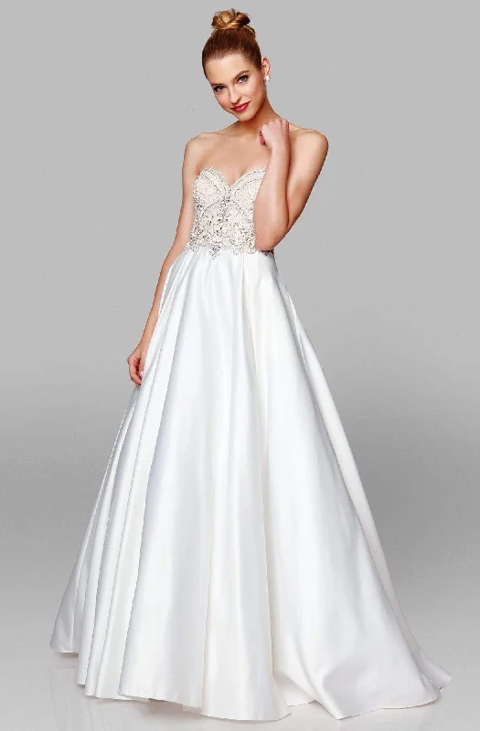Deal Zone Clarisse - 600157 Beaded Sweetheart Satin A-line Gown