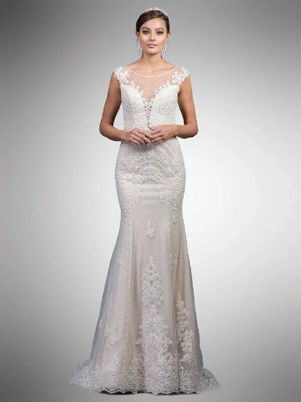 Buy More, Save More Dancing Queen Bridal - 18 Floral Lace Illusion Bateau Trumpet Gown