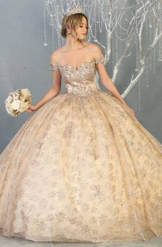 Amazing Deals May Queen - LK152 Embellished Off-Shoulder Ballgown