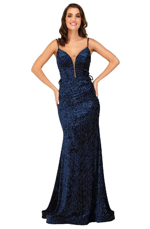 New Deals Cecilia Couture - 2113 Polka Dots Long Trumpet Dress